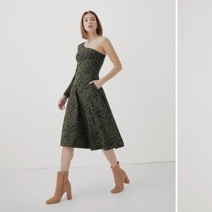 BRAND NEW Pact Organic Cotton Fit & Flare One-Shoulder Midi Dress
